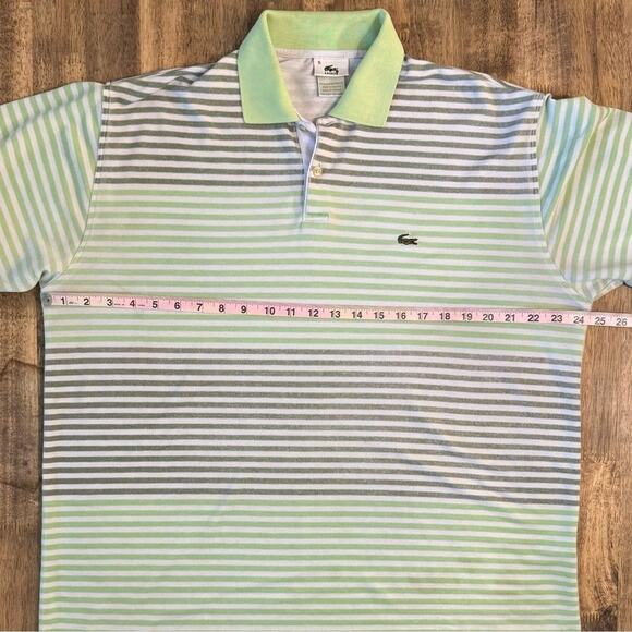 VTG Lacoste Polo Cotton Color-Block Stripe Golf Resort Green Gray Men's 5, XXL - Picture 5 of 8